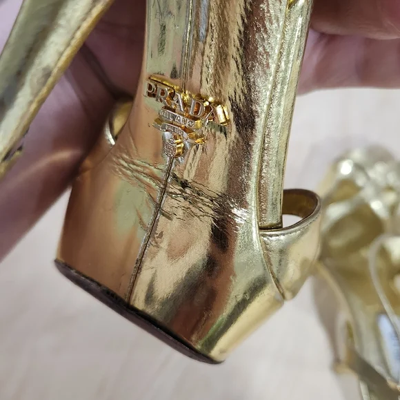 Prada Gold Heels Size 38 - Picture 9 of 11